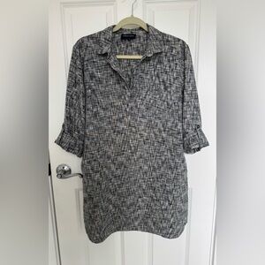 French Curve gray 100% linen roll tab tunic shirt dress‎ women size M